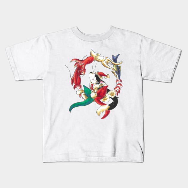 7 Fish Wreath Kids T-Shirt by KristenOKeefeArt